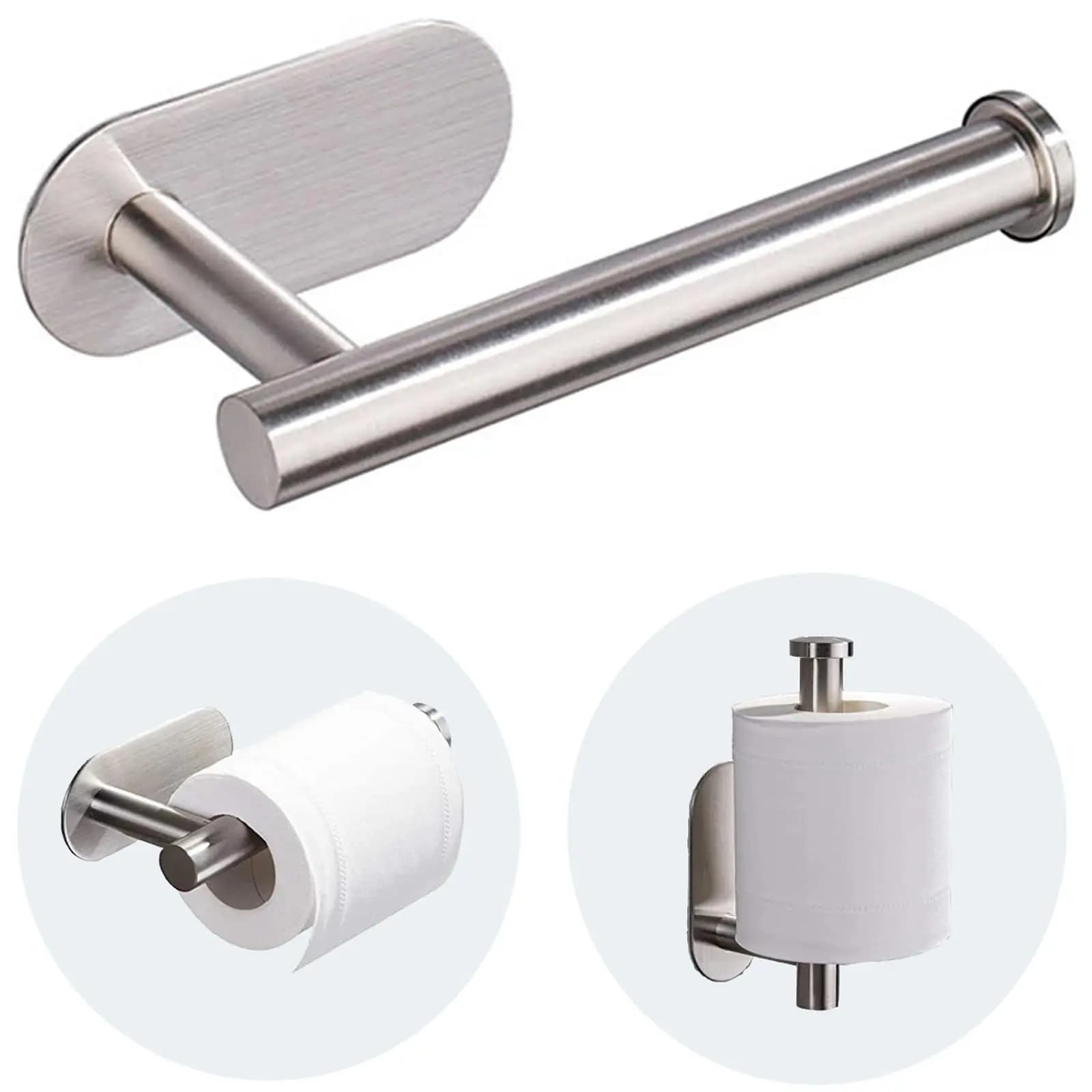 Porta carta igienica, porta carta igienica con montaggio a parete in acciaio inossidabile senza foratura per bagno, cucina, bagno