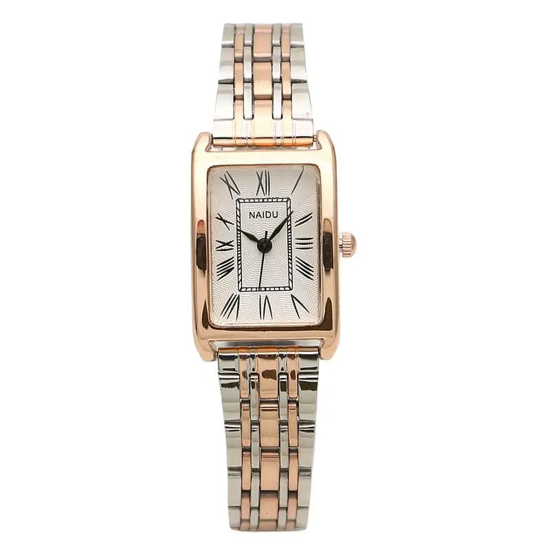 Orologi da donna Orologio da donna con cinturino in acciaio rettangolare in scala romana Orologio da polso al quarzo con cinturino sottile di tendenza alla moda Relogio Feminino