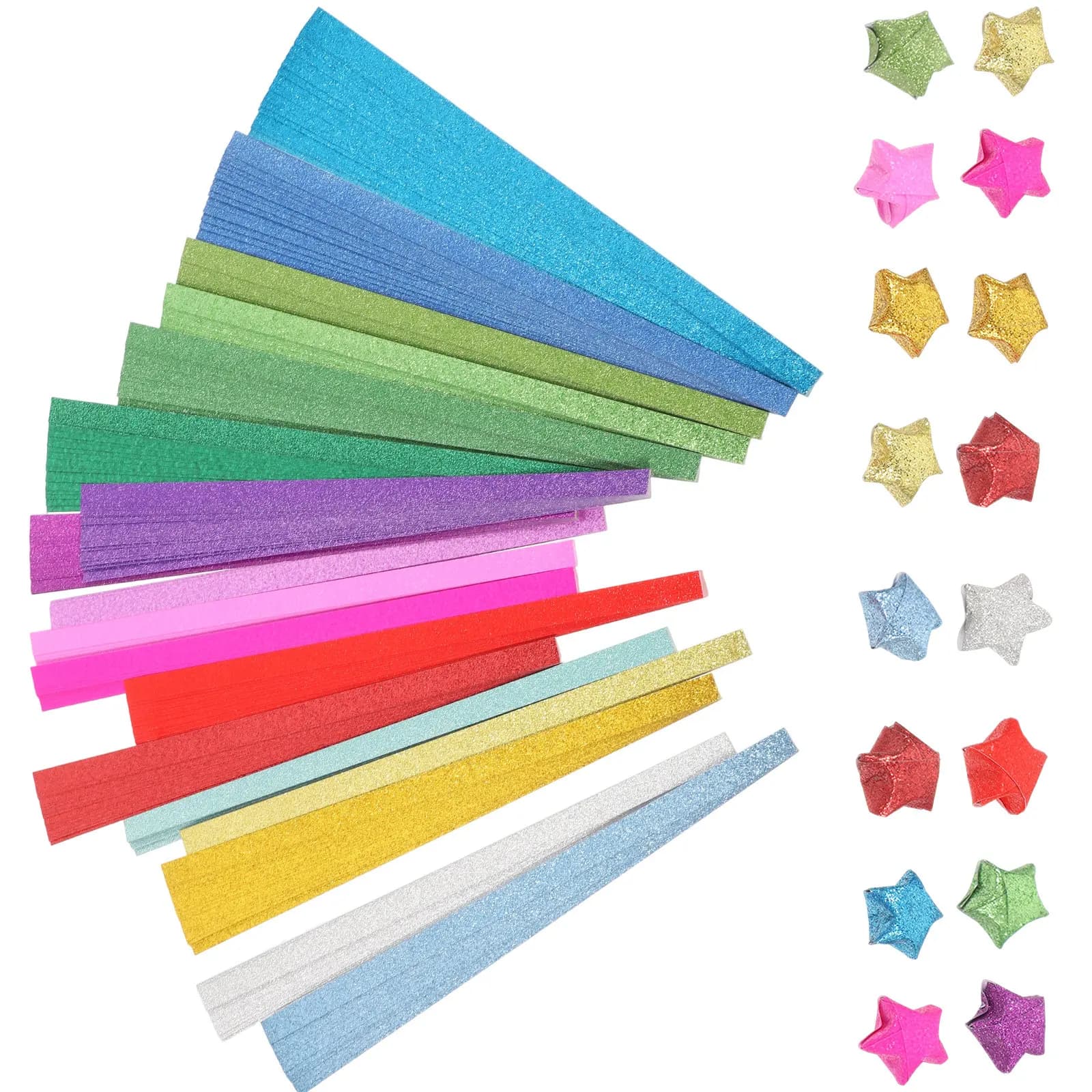 720 Sheets Glitter Origami Paper Strips for Star Making DIY Folding Craft Paper Adults Stress Relief Handicraft Decoration