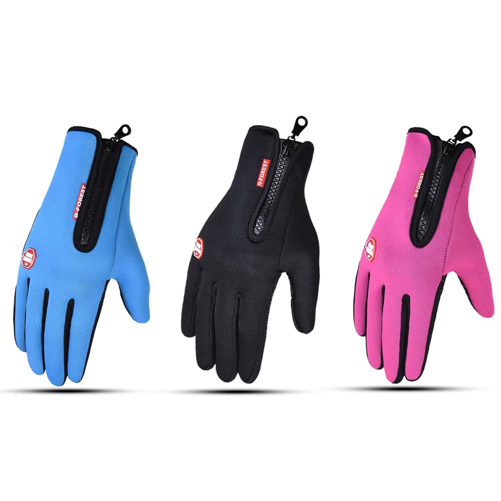 Motorcycle Gloves Autumn Winter Women's Windproof Non-slip Touchscreen Fleece Hold Hot For Men's Sports Bike Gloves Black