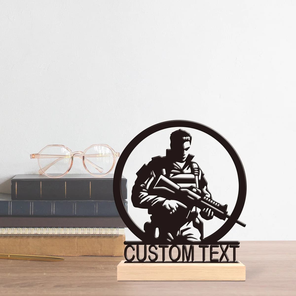 1pc Metal Ornaments with Customizable Names Customizable Name With Wooden Base New Home Gift for Friends,Decorative Ornaments
