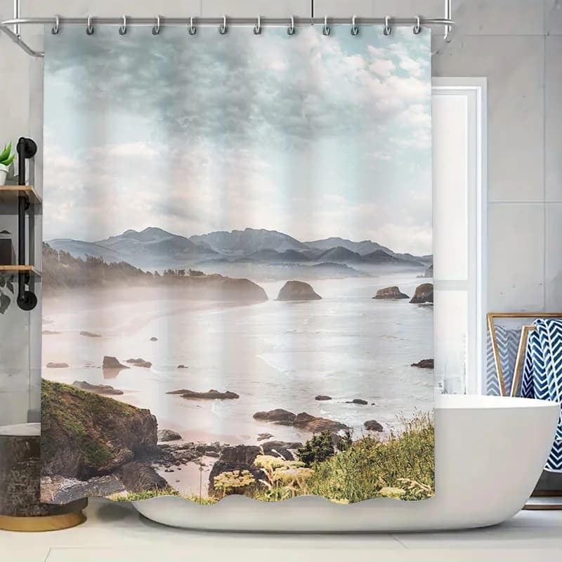 Tappetino da bagno scozzese Tenda da doccia a quadretti bianca blu per l'arredamento del bagno