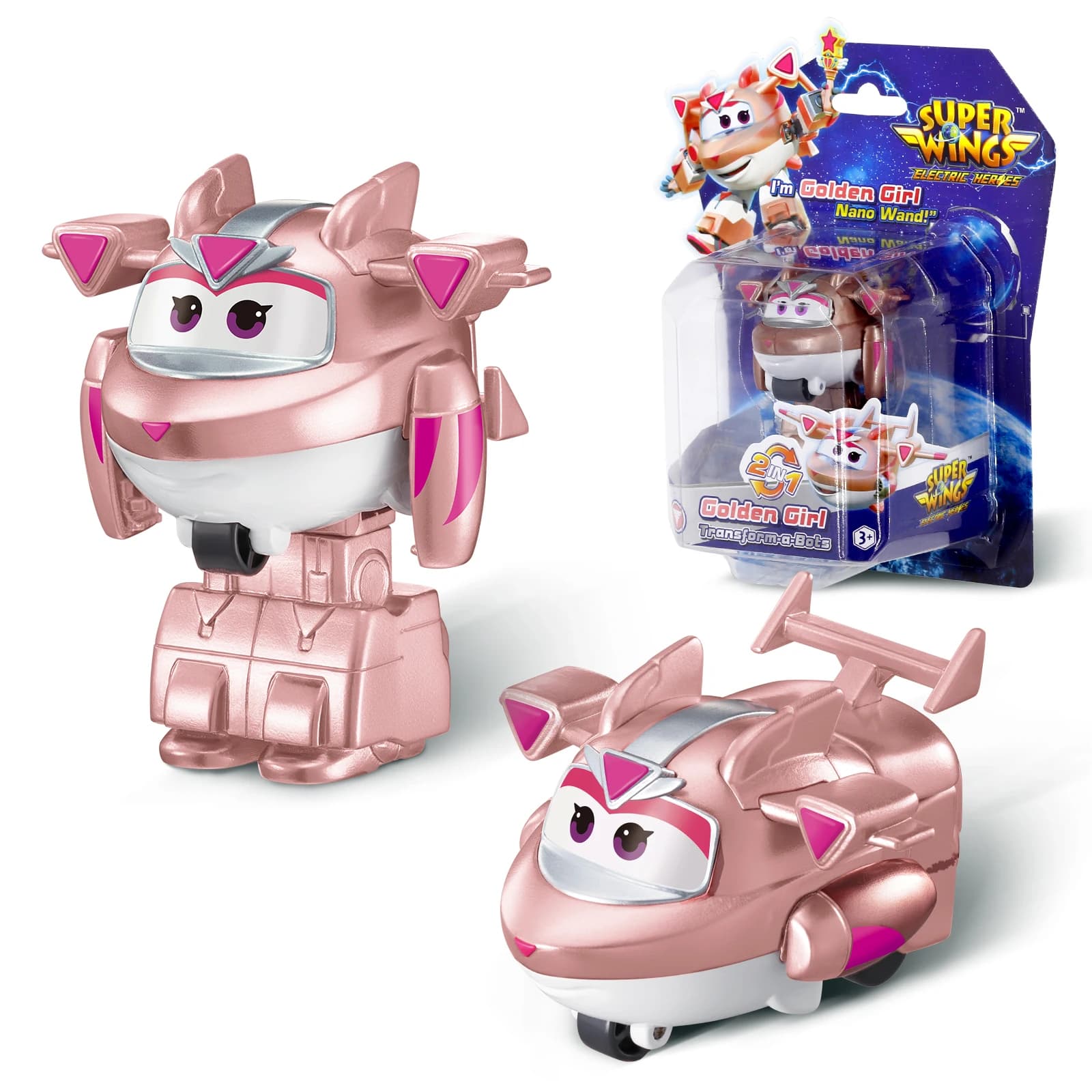 Super Wings Mini Traver 2 Pollici Robot Trasformabile in Aereo in 3 Passi Action Figure Deformabili Giocattoli Anime per Bambini