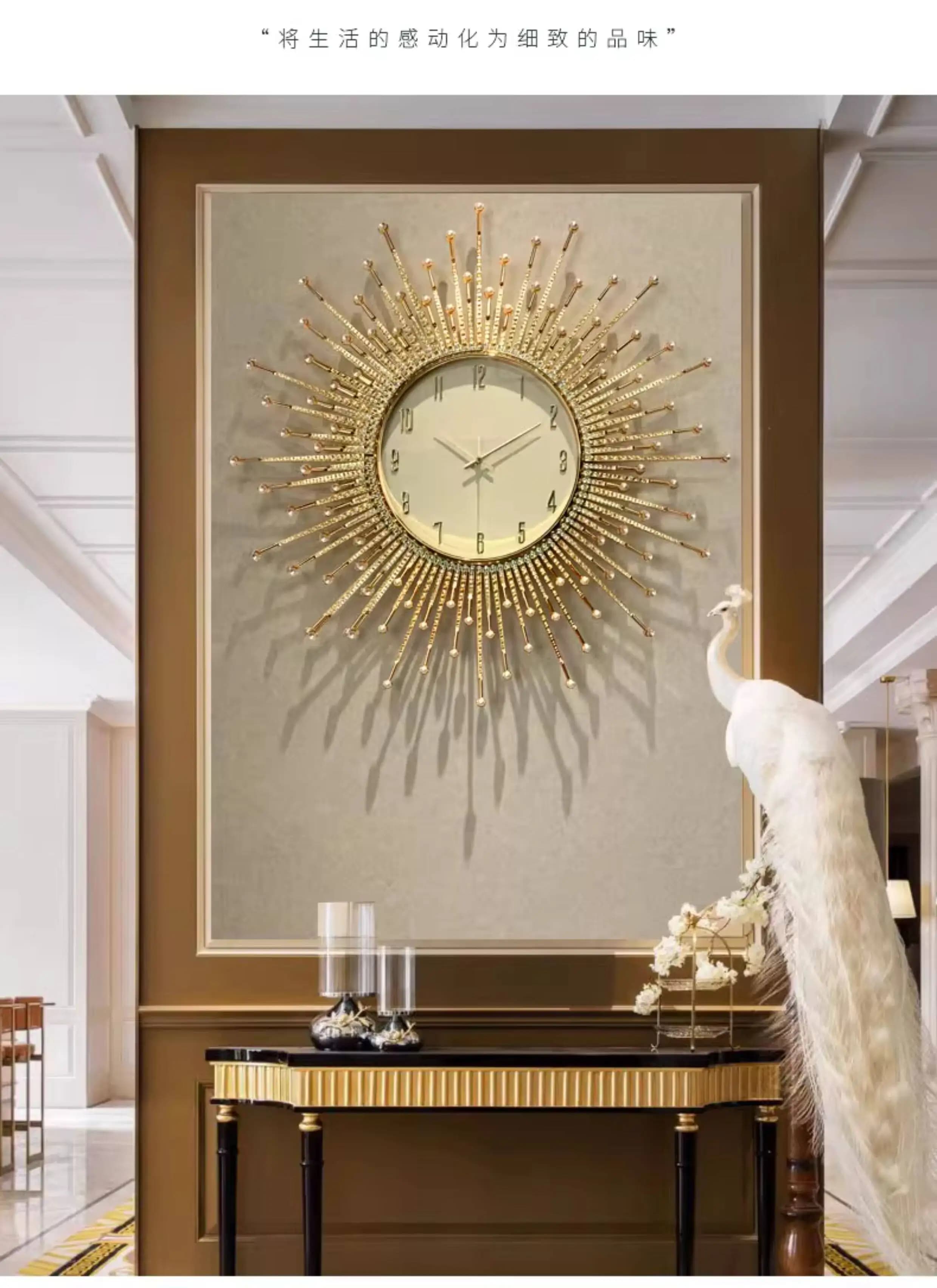 Light luxury sun wall clock living room decoration atmosphere high sense clock wall creative Internet celebrity home