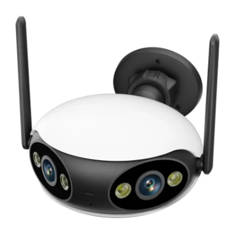 NUOVA telecamera di sicurezza esterna Wi-Fi 4MP 180 ° Spina UE di sorveglianza con tracciamento automatico AI con rilevamento umanoide ad angolo di visione ultra ampio