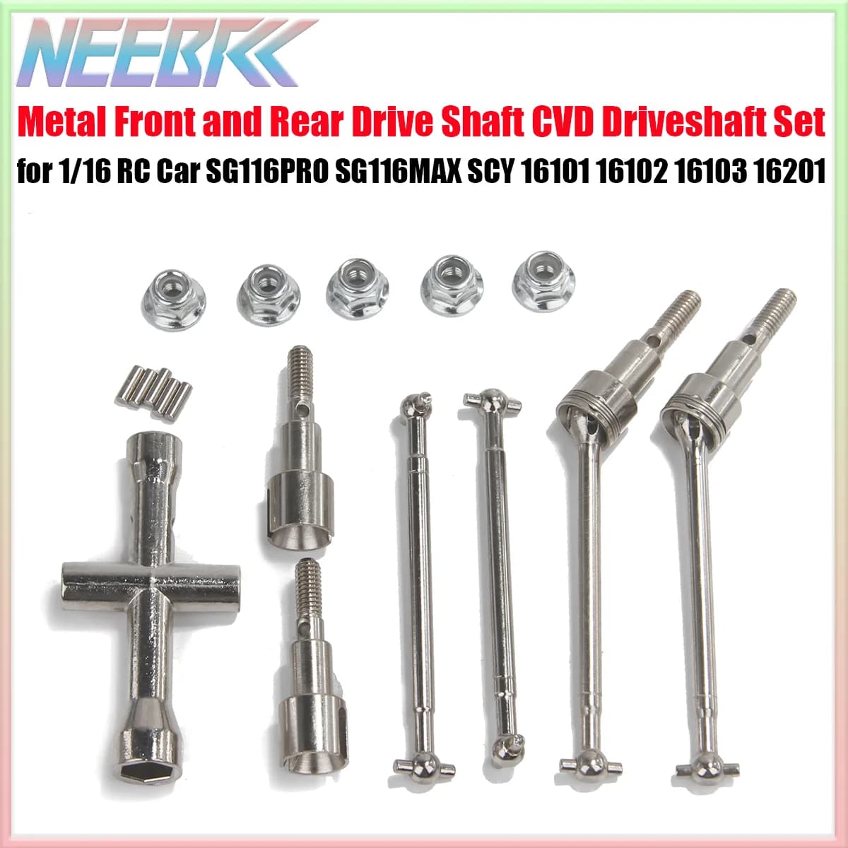 Albero di trasmissione CVD per albero motore anteriore e posteriore in metallo senza spazzole per auto RC per SG116PRO SG116MAX SCY 16101 16102 16103 16201 Parti di aggiornamento