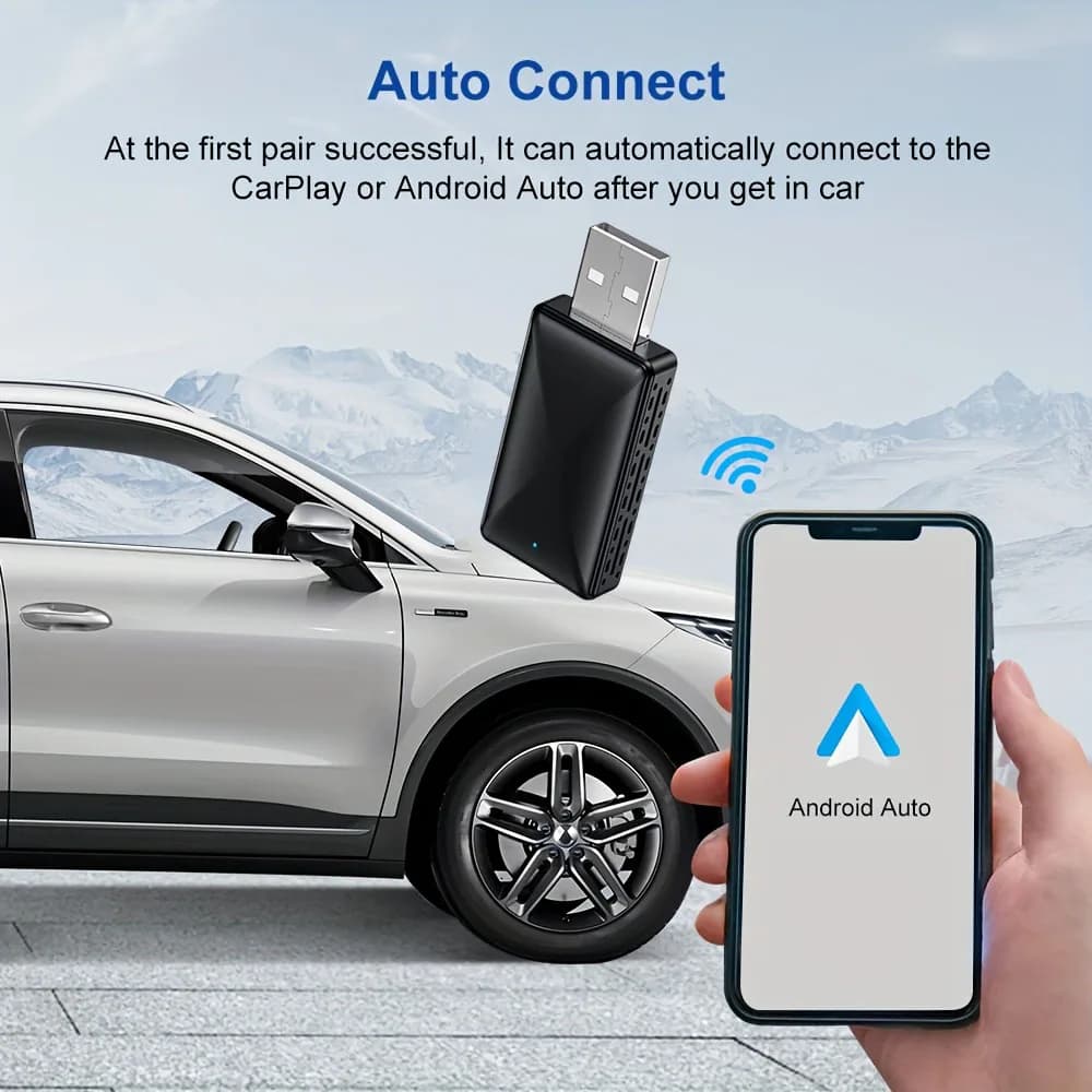CarPlay Adapter from Width to Wireless, Dongle Smart Android Auto 2in1, Mini Box for Quick Connection