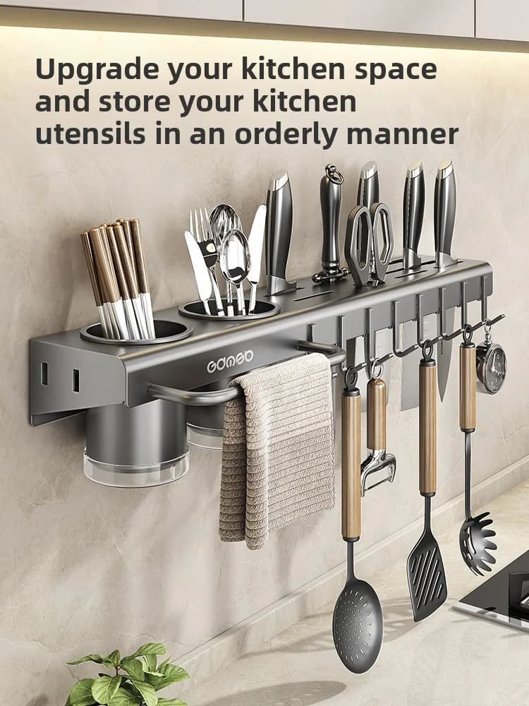 Portacoltelli multifunzione da cucina Ra Utensile da parete in acciaio al carbonio Organizzatore di posate Ra con tubo Chopsti