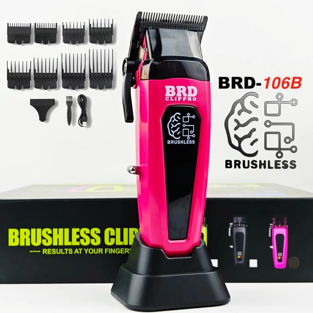 BRDCLIP 106B Professional haircut with brushless motor 7500 rpm Electric battery trimmer Ultra slim men's mobile blade with base