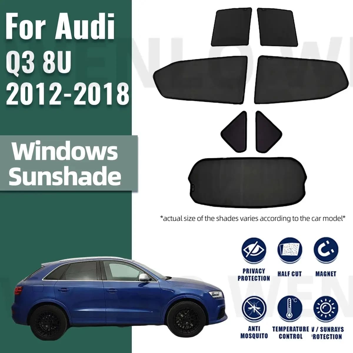 Per Audi Q3 8U 2012-2018 Auto Parasole Scudo Parabrezza Anteriore Telaio Tenda Lunotto Laterale Posteriore Parasole Visiera
