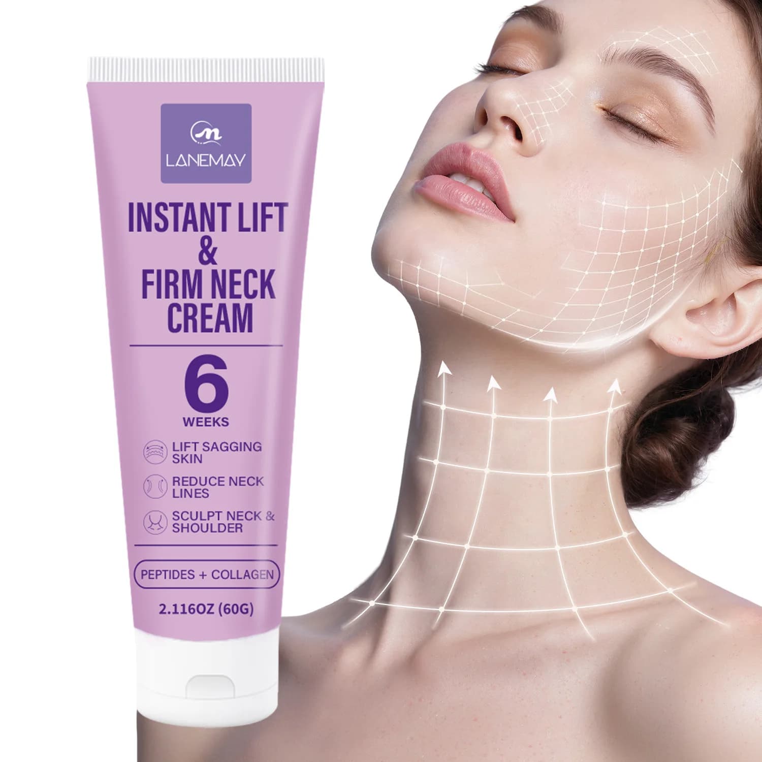 Instant Lift Firm Neck Cream with Peptides, Collagen, Retinol,Vitamin E Shea Butter – 6 Week Treatment to Lift Sagging Skin.