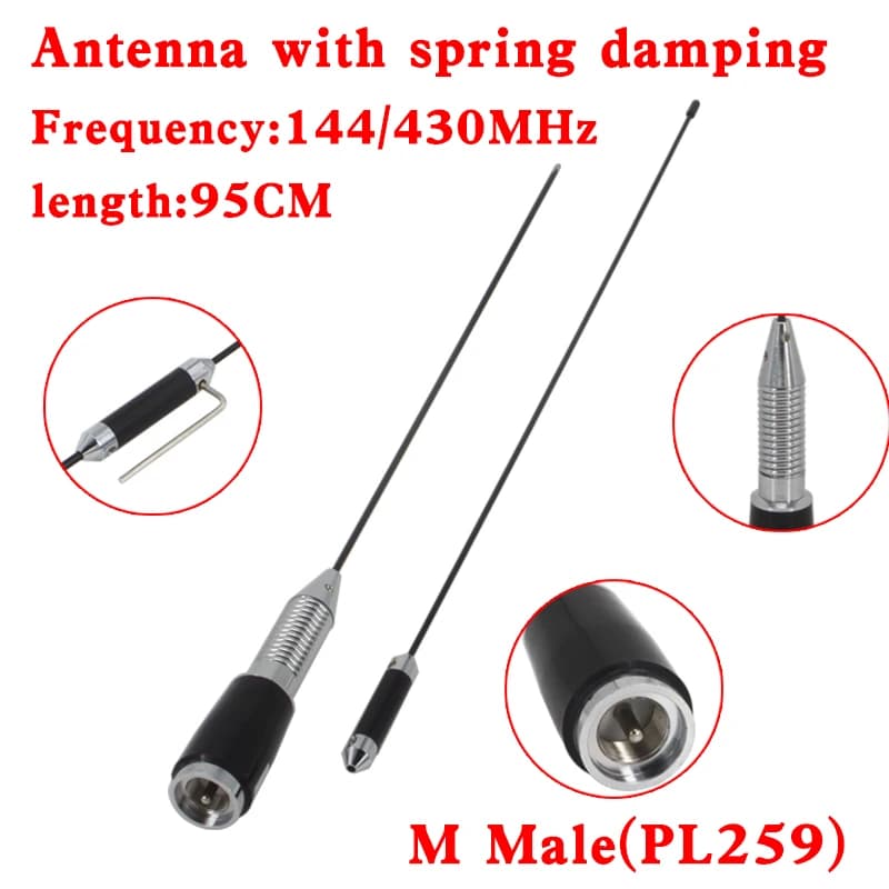 Walkie-talkie Antenna montata su veicolo UHF VHF Radio per auto a molla inferiore PL259 Antenna bidirezionale in acciaio inossidabile ad alta potenza