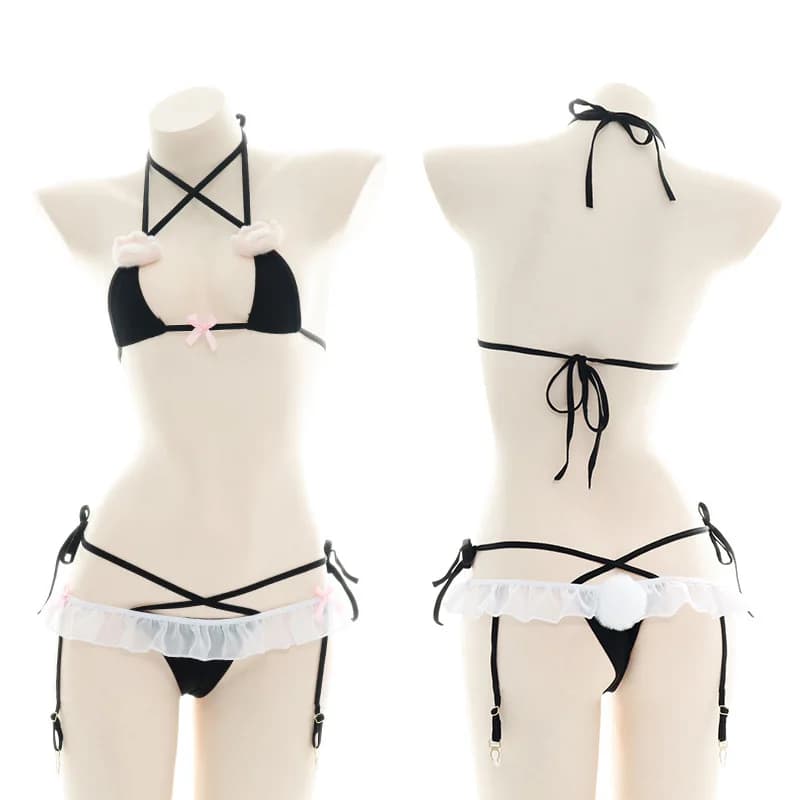 Anime Cute Cat Paw Set reggiseno intimo Halter Bandage Lingerie Set Cat Girl Costume cosplay Intimo Set reggiseno e slip da donna