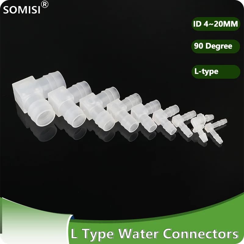 5/20/50P ID 4~20mm L-type Thread 90 Degree Elbow Bend Water Connector Joint Pipe Hose Tube Adapter Fittings Garden Irrigation