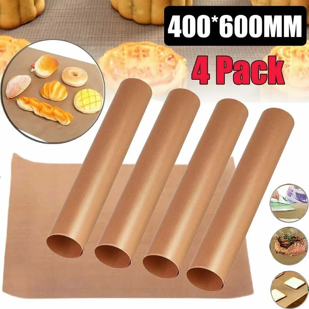 4pcs Non-stick BBQ Grill Mat 60 X 40 Cm Baking Paper Cooking Grilling Sheet Kitchen Tools For Gas Grill Charcoal Frying Foil NEW