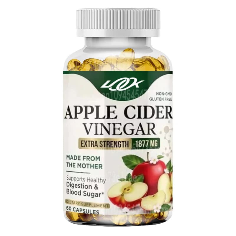 Capsule di Aceto di Mele 1877mg con Vitamina D e Zinco per Supporto Immunitario e Digestivo - Integratori ACV - 60 Capsule