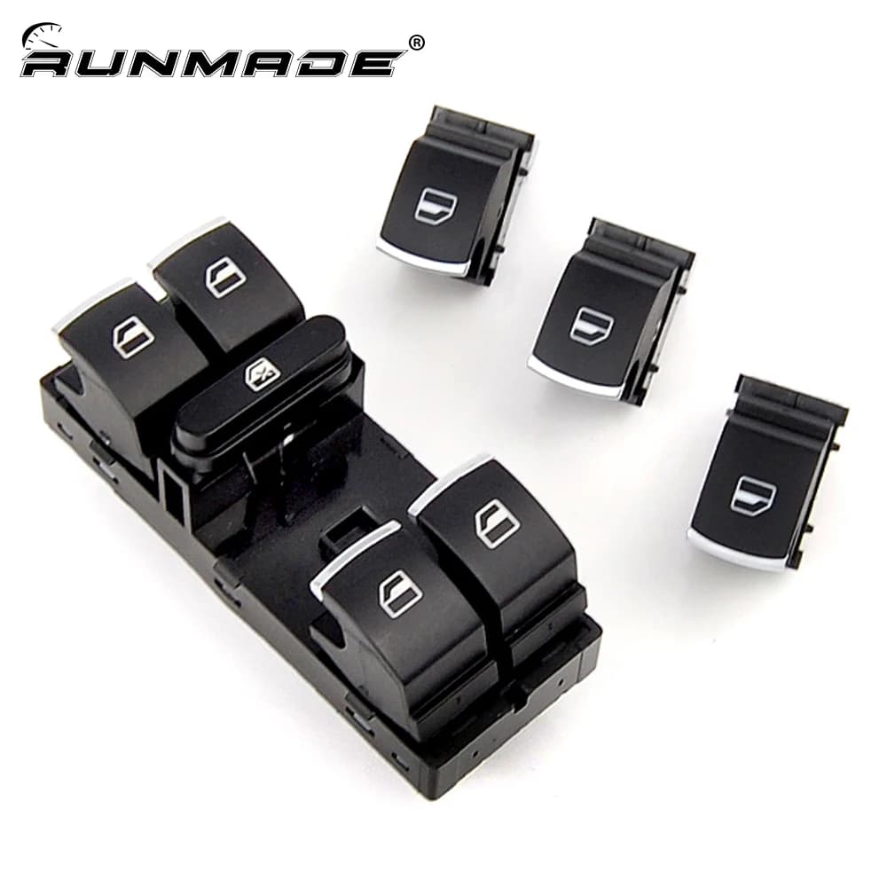 Runmade Interruttore del pannello della finestra principale con cromo 5ND 959 857 / 5ND 959 855 per VW CC Passat Jetta Golf Tiguan Touran 2005-2013