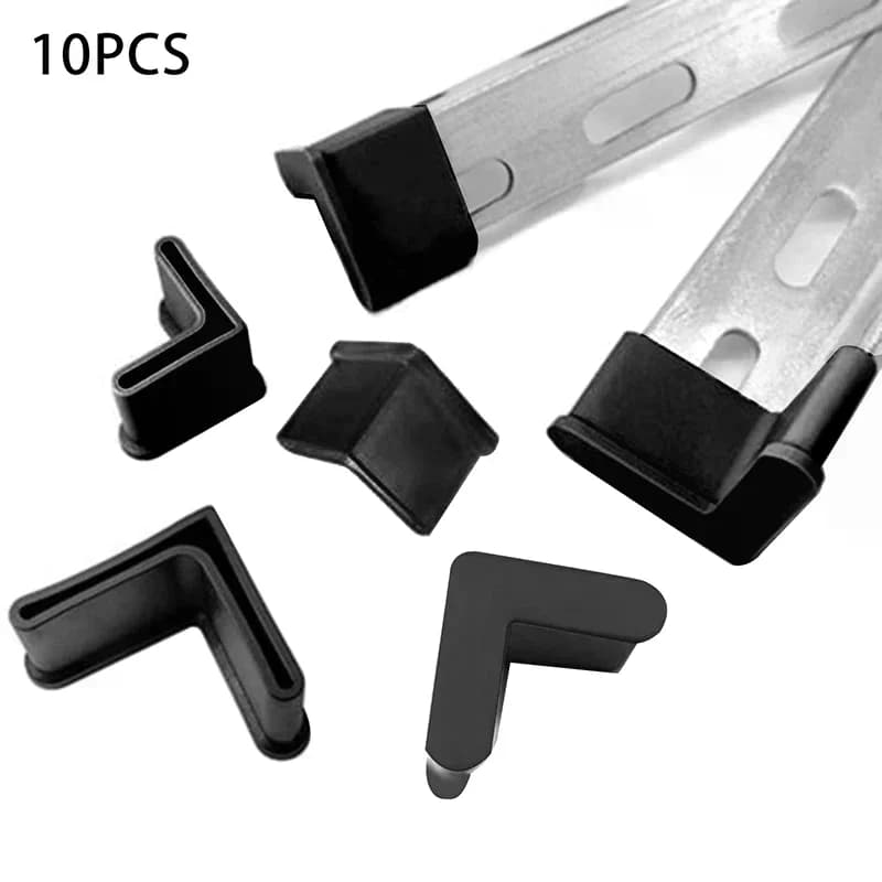 10Pcs L Type Rubber Base Non-Slip Foot Pad Slotted Angle Bar Triangle Feet Shelf Iron Bed Foot Cover Protective Rubber Sleeve
