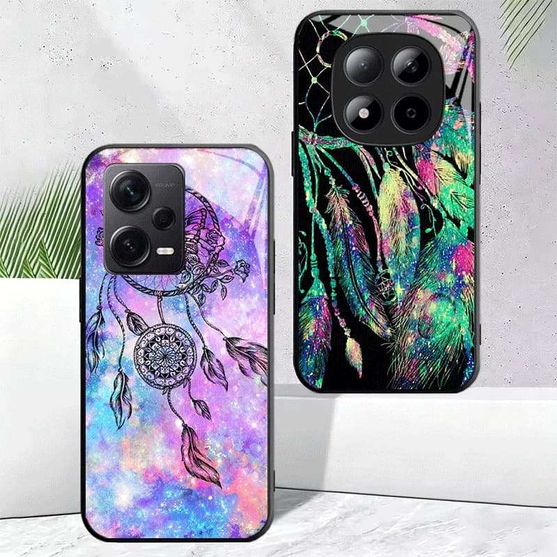 Mandala Dreamcatcher Tempered Glass Phone Case for Xiaomi Redmi Note 12 13 14 15 Pro Plus + 12S 11S 4G 11T 5G 11E 10 Shockproof