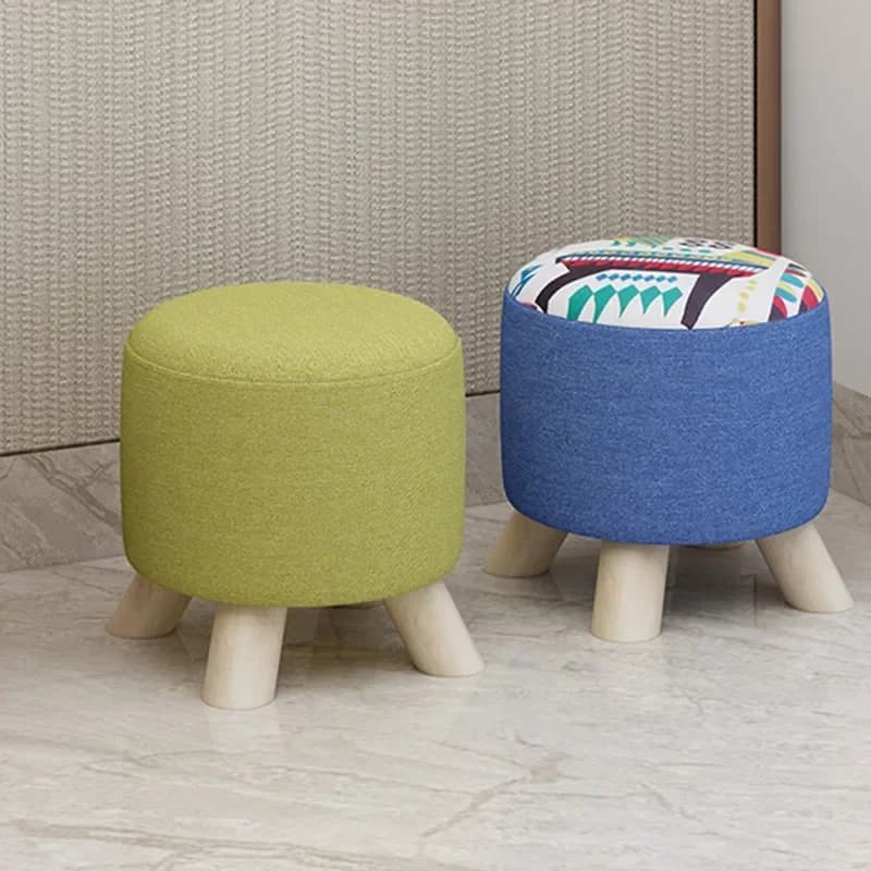 Gambe in legno Sgabello per piedi Copertura morbida Camera da letto per bambini piccoli Soggiorno moderno Sgabelli da salone minimalisti Tabouret per bambini Mobili da corridoio