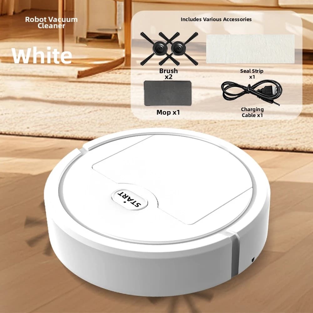Robot Vacuum Cleaner 3 in 1 with Washer Accessories, Double Brushes, Strong Suction for Cleaning Floors Duri, White or Black