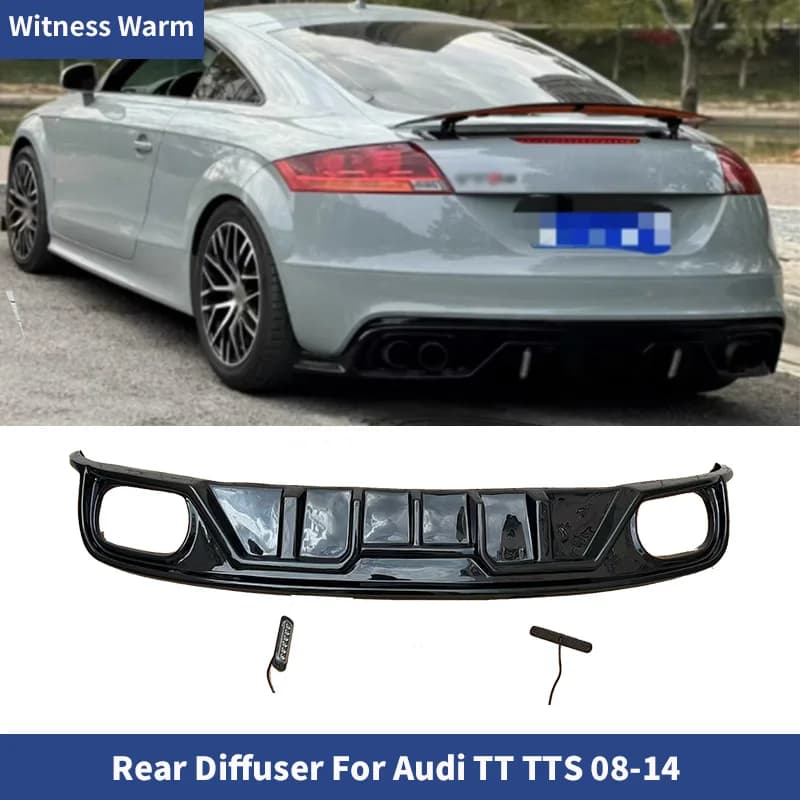 Fibra di carbonio Look ABS nero brillante diffusore posteriore paraurti Spoiler Splitter per Audi TT TTS 08-14