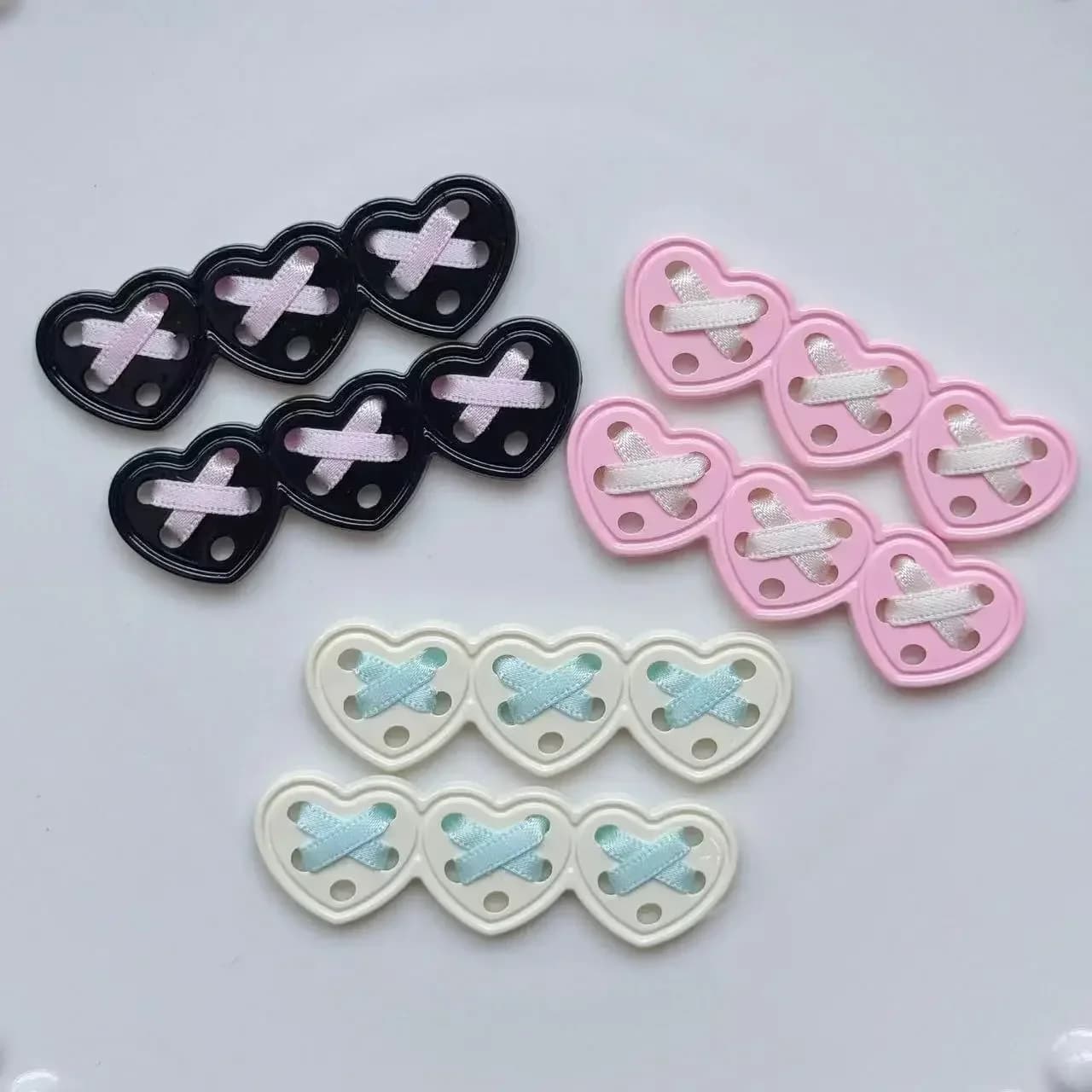 2 pezzi ragazza gotica giapponese nastro cuore stella patch Y2k sottocultura vestiti delle donne fai da te deco scarpa cappello borsa forcina accessori per cucire