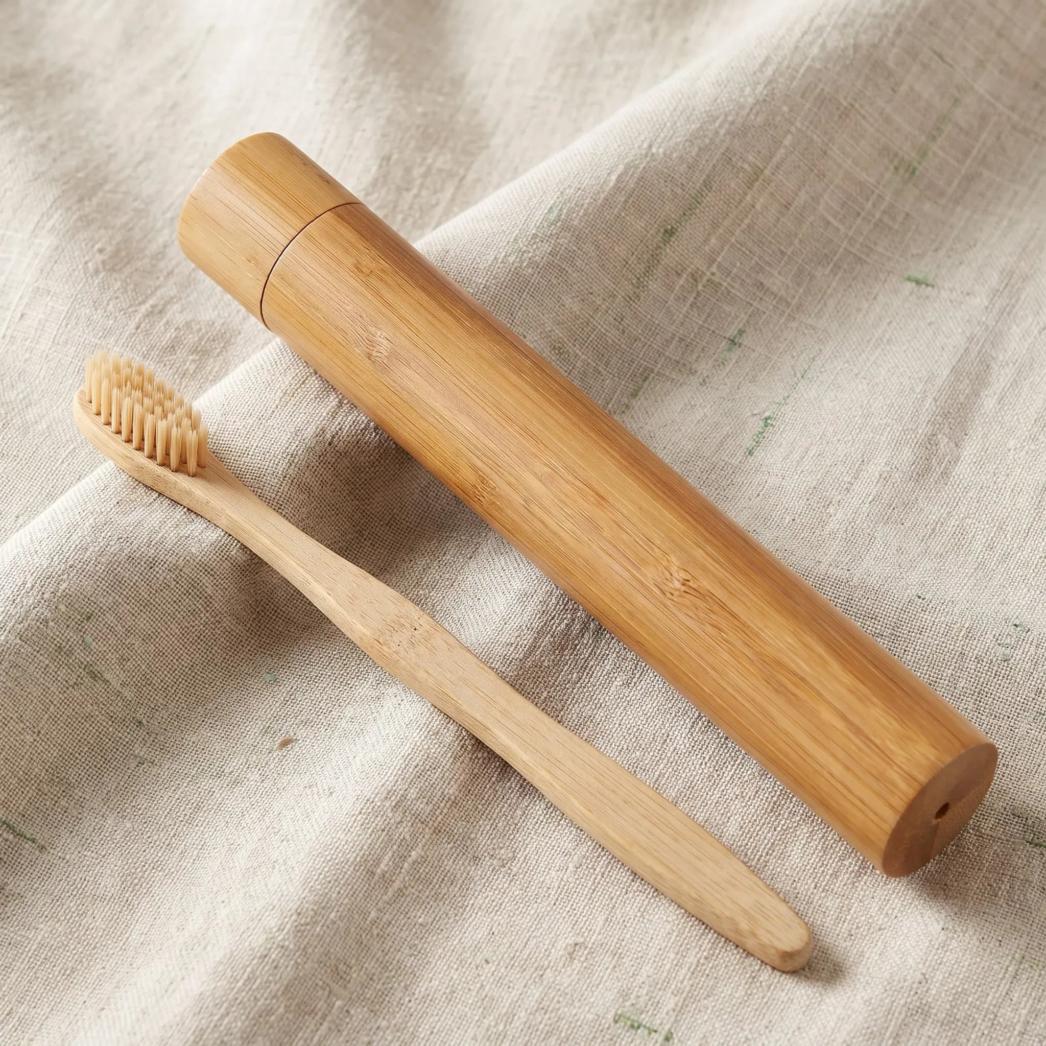 4Pcs Bamboo Toothbrush Storage Holder Portable Travel Case Reusable Bathroom Toothbrush Tube Organizer Hiking Camping Carry Box