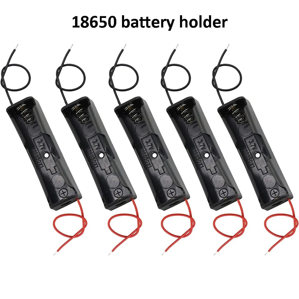 10Pcs 18650 Battery Holder Power Bank Plastic Battery Storage Box Case With Lead Wire 150mm Hold 1X 18650 Battery