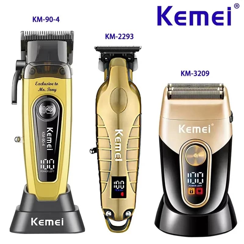 Kemei rechargeable electric haircut, professional trimmer for man barber, wireless shaver KM-90-4 KM-2293 Gold KM-3209 Kit