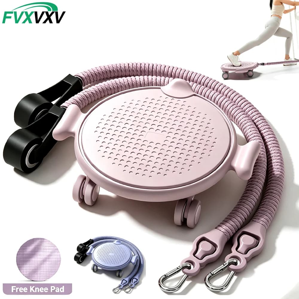 4 Caster Ab Roller Wheel with Knee Pad & Resistance Bands, 360° Silent Core Exercise Equipment for Home Gym, Abdominal Strength