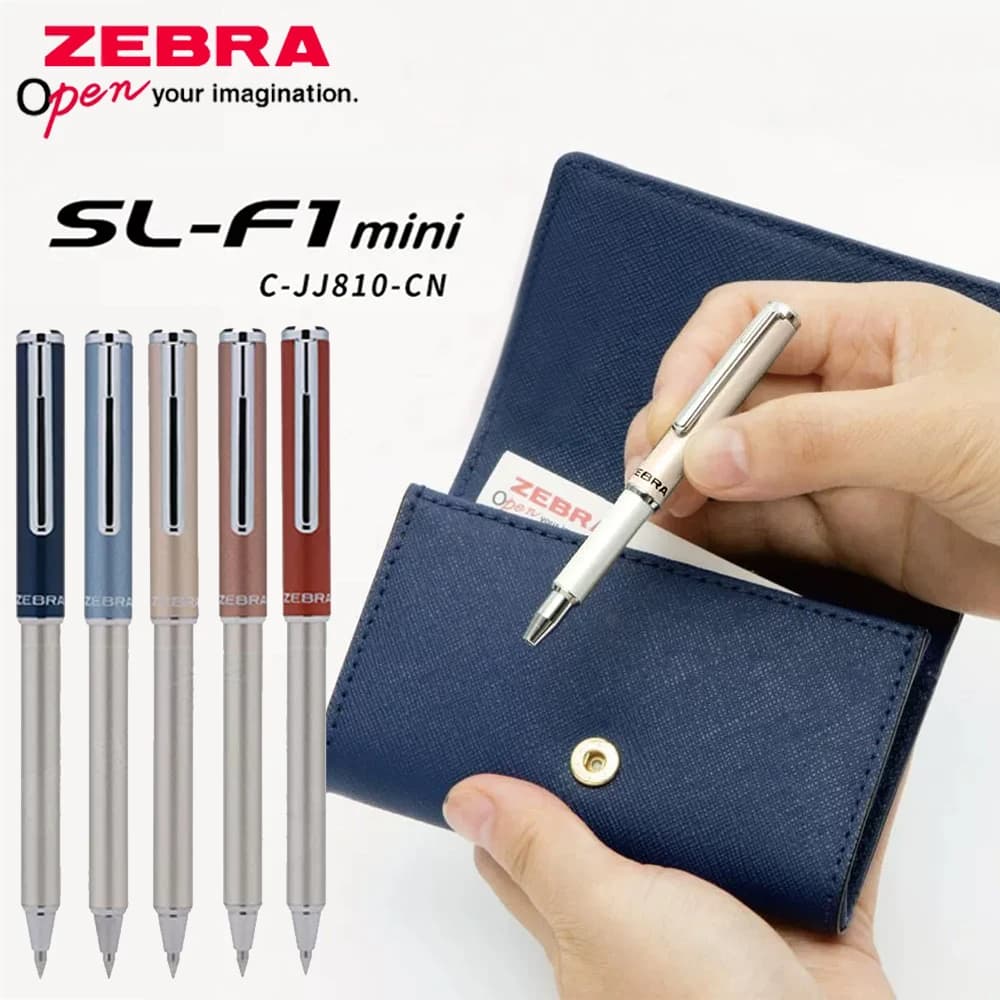 Penna Gel ZEBRA Giapponese Mini in Metallo con Asta Telescopica 0.5mm, Nucleo Convertibile, Confezione Regalo, Porta Carte, Portafoglio, Penna Nera per Cancelleria