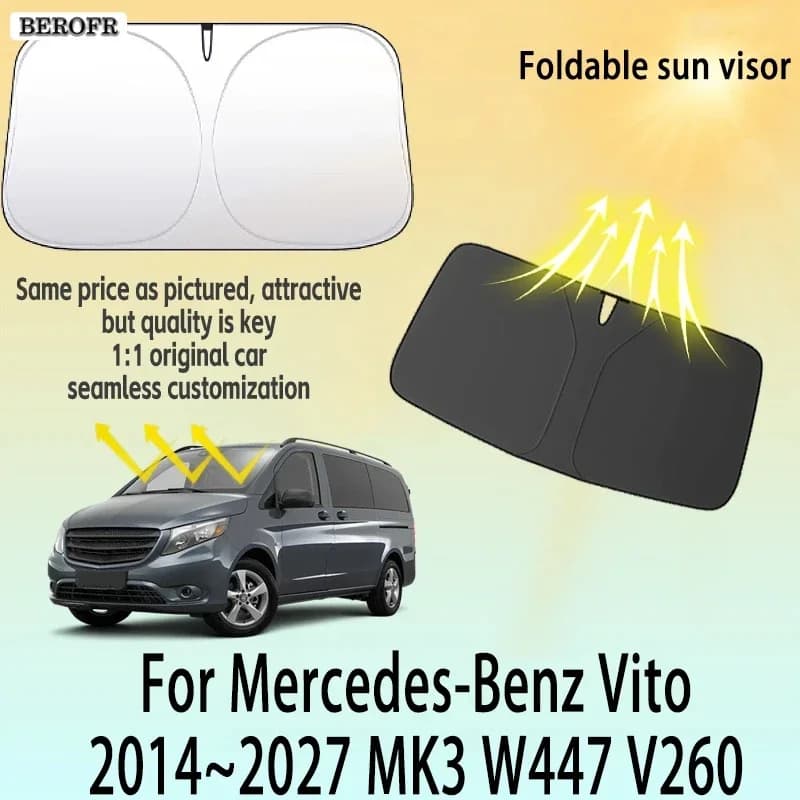 For Mercedes-Benz Vito 2014~2027 W447 V260 Front Windshield Sunshade Privacy curtain Car Heat Sun Visor High quality Accessories