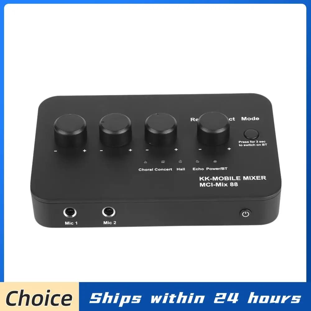 Mixer Audio per Karaoke con Connessione Bluetooth, 2 Ingressi Microfono, Macchina Audio Digitale per TV/PC e Amplificatore