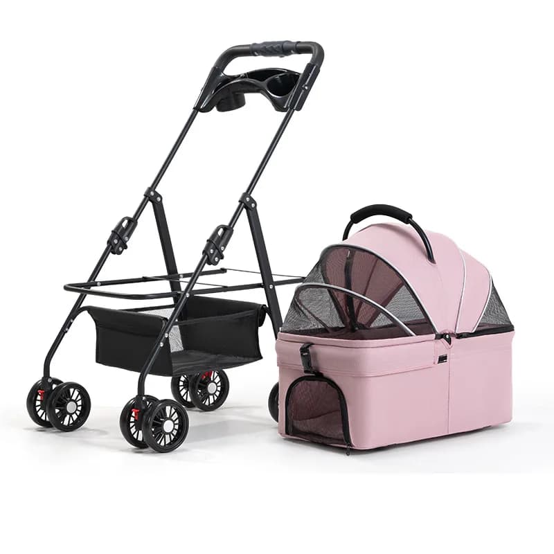 Light‑Duty Collapsible Pet Trolley Removable Basket Carrier For Puppy Kitten Teddy Pomeranian Outdoor Riding Trip Gear