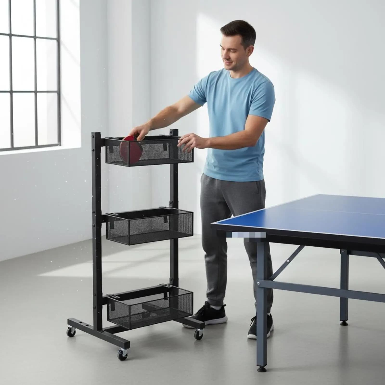 Supporto Compatto per Racchette da Ping Pong, Espositore per Racchette da Tennis da Tavolo, Robusto Porta Racchette Sportive