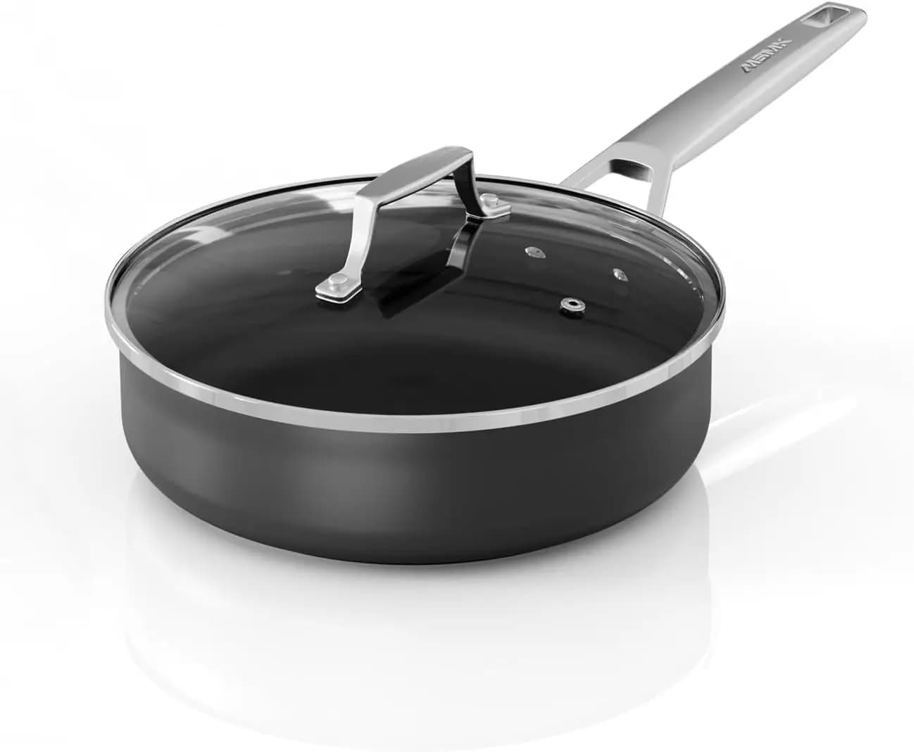 9.5" Nonstick Deep Frying Pan with Lid, Titanium Ceramic Coating, Stay Cool Handle, Induction & Oven Safe, PFOA Free