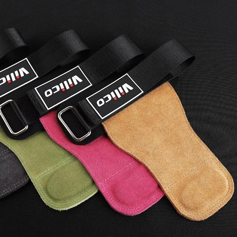 1 pair of high-slip bovina leather gym gloves Fitness lifting straps in durable adjustable wear resistant leather