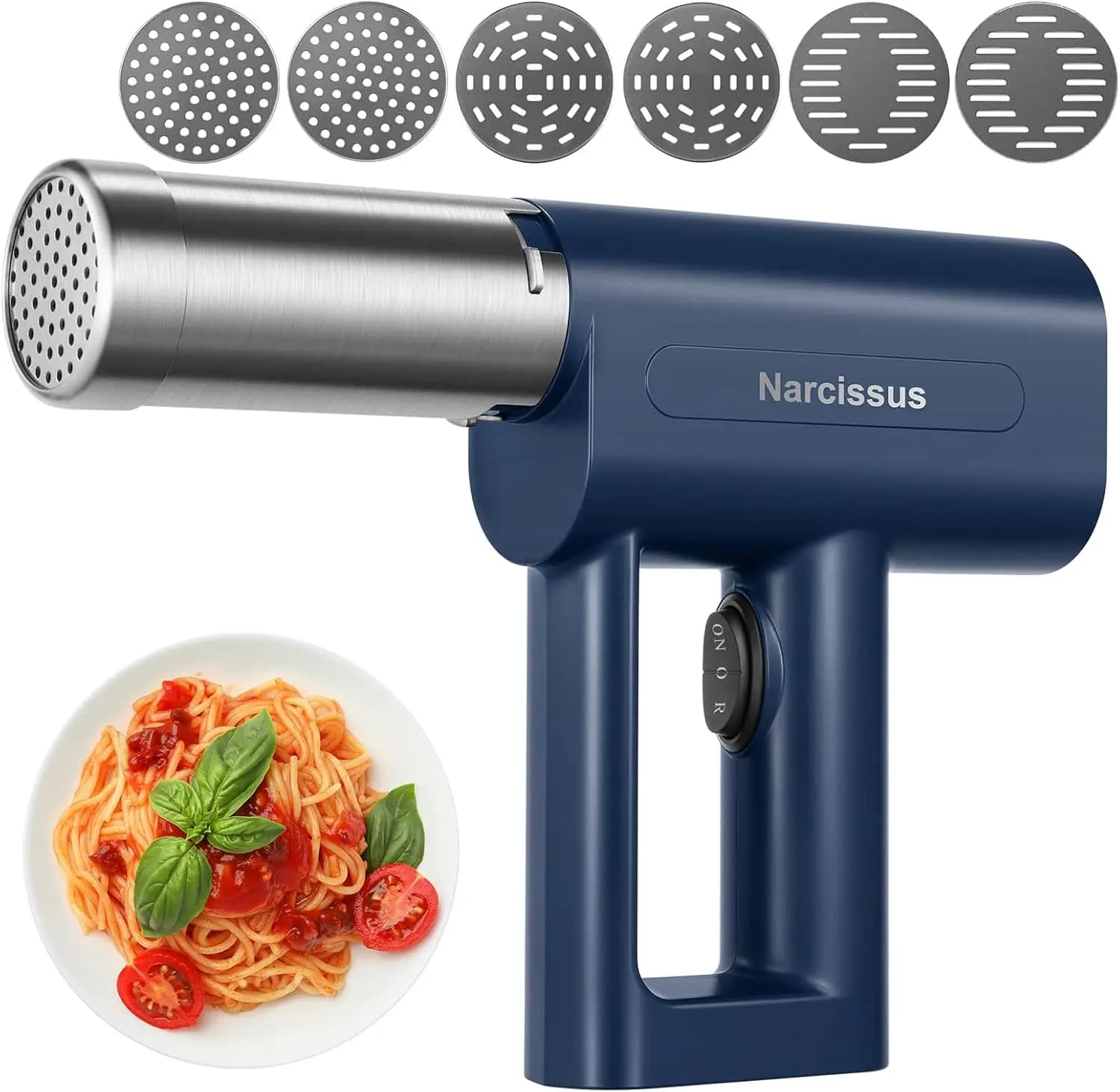 Macchina per pasta portatile, design cordless 3 in 1 con batteria da 4000 mAh, pressa per impasto automatica in blu