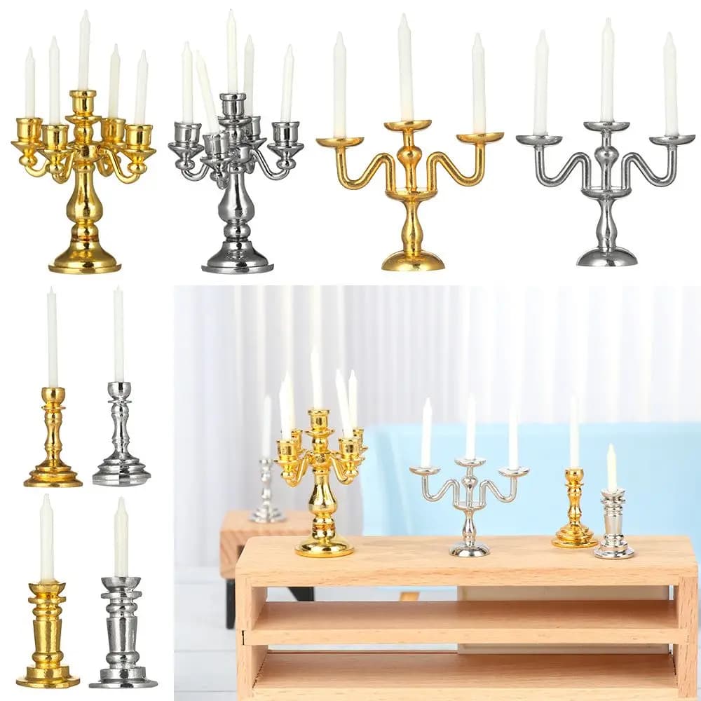 Playing House Photo Props Accessories Dollhouse Candle Holder Mini Desktop Ornament Miniature Candlestick