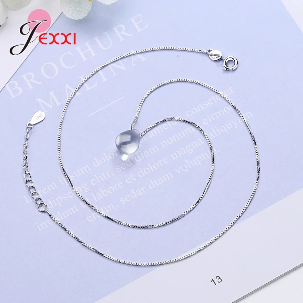 Collana da donna S925 catena in argento sterling cristallo waterdrop sirena ciondolo a strappo gioielli di moda da donna regalo nave di goccia