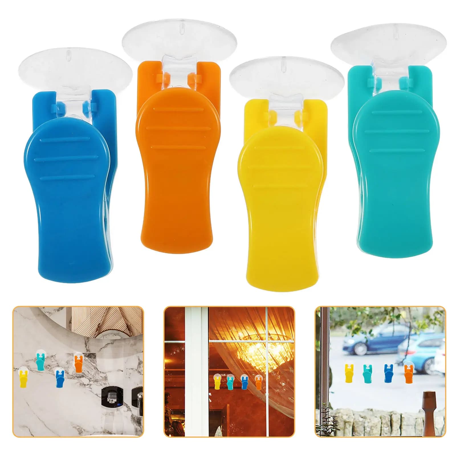 12Pcs Multi Purpose Suction Cup Organizer Hooks Rotating Clamps for Refrigerator Bathroom Towels Paper Receipts Storage Holder