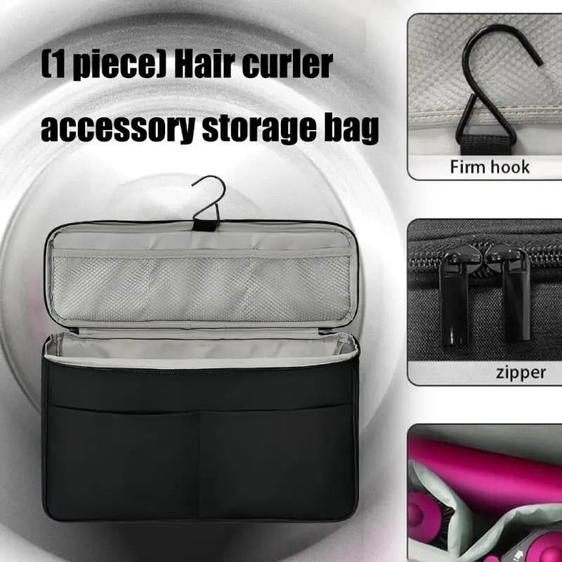 Water-resistant travel case for curling rods, brushes and hair styling equipment, for
