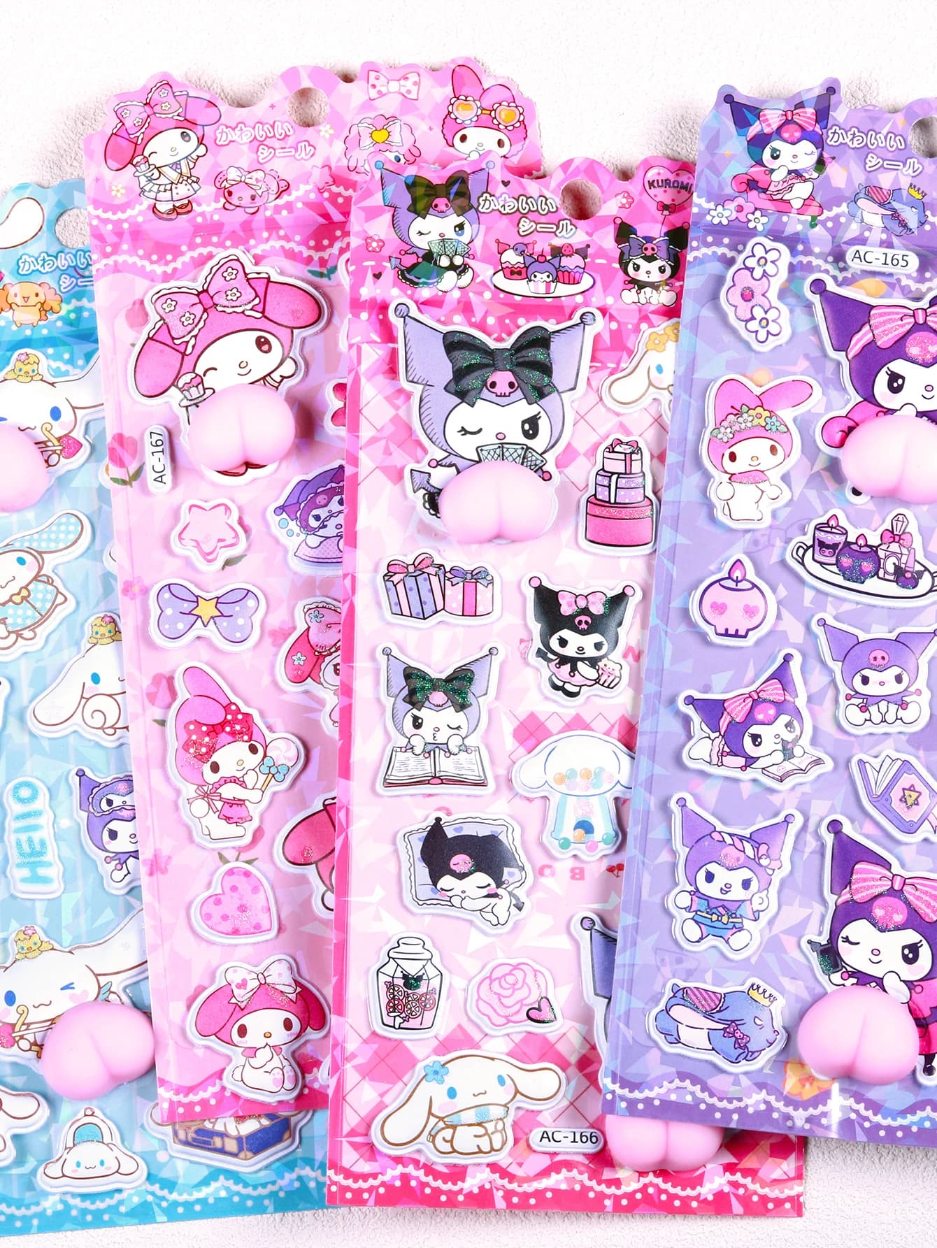 Adesivi 3D in rilievo con personaggi Sanrio, giocattoli morbidi in PP, adatti per scrapbook, agende, diari e quaderni.