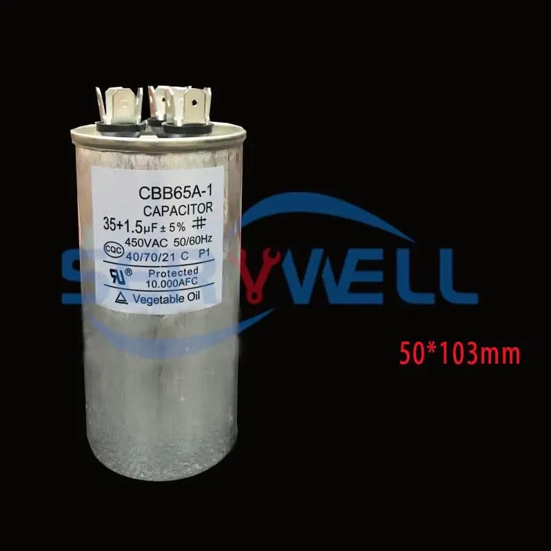 1Pc CBB65A 450VAC/400VAC 20/25/30/35/40/50/60uF + 1.5/2/2.5/3/4/5/6/7uF Condensatore di avviamento motore per compressore condizionatore + ventola