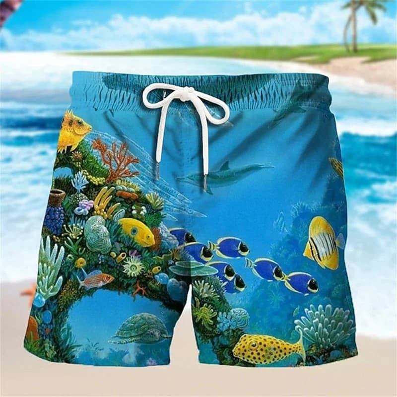 Costume da Bagno con Stampa 3D di Tartaruga Marina per Uomo e Donna, Pantaloncini da Spiaggia con Motivo Animale Marino, Moda Casual Oversize