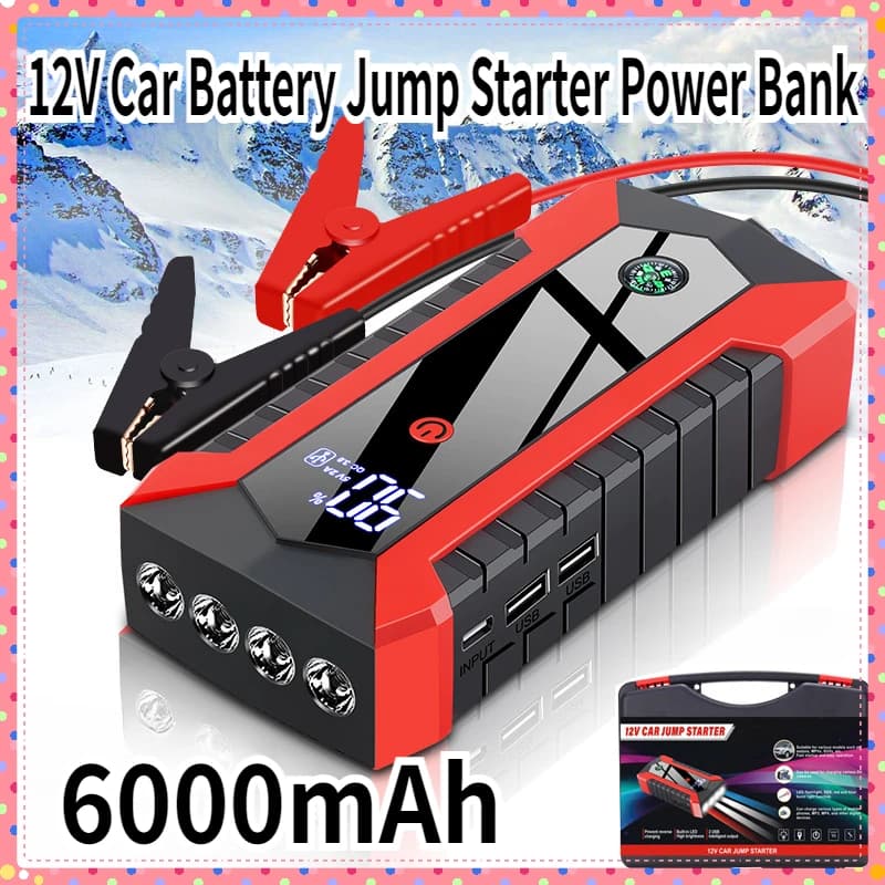 Batteria per auto 12V Avviatore di emergenza Accumulatori e caricabatterie di riserva Batteria per auto portatile Booster Dispositivo di avviamento di carica Articoli per luci di emergenza per auto