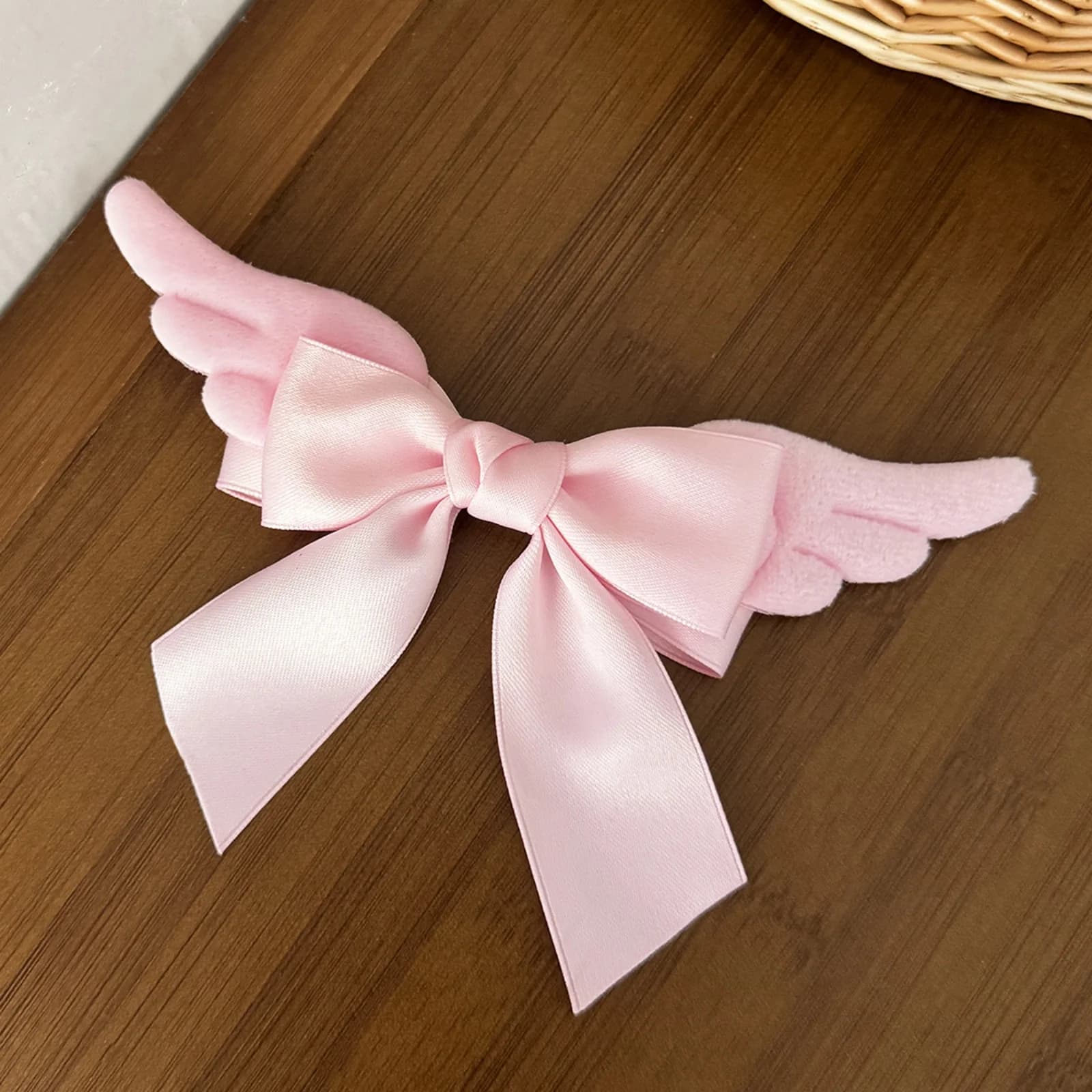 1 Piece Cute Plush Wing Bow Hair Clip for Women, Sweet Lolita Hair Accessory, Soft Girl Style Back-of-Head Top Clip
