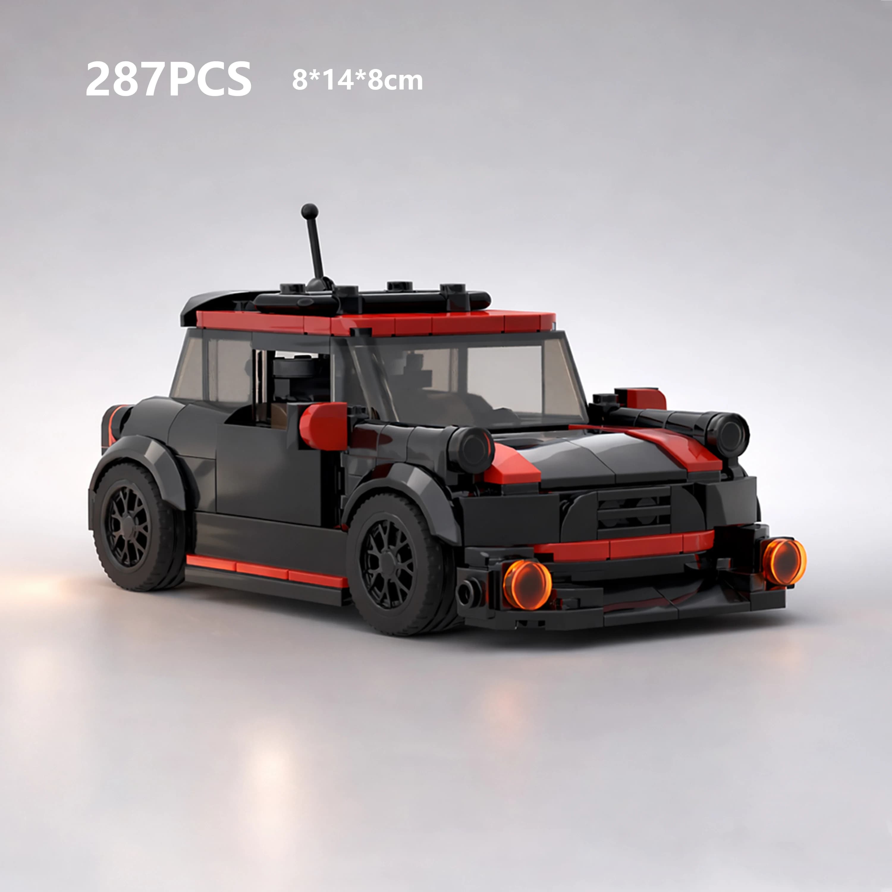 Modellino Auto Sportiva Stile Mini Cooper MOC, 287 Pezzi, Mattoncini Larghi a 8 Perni, Giocattolo da Costruzione, Regalo
