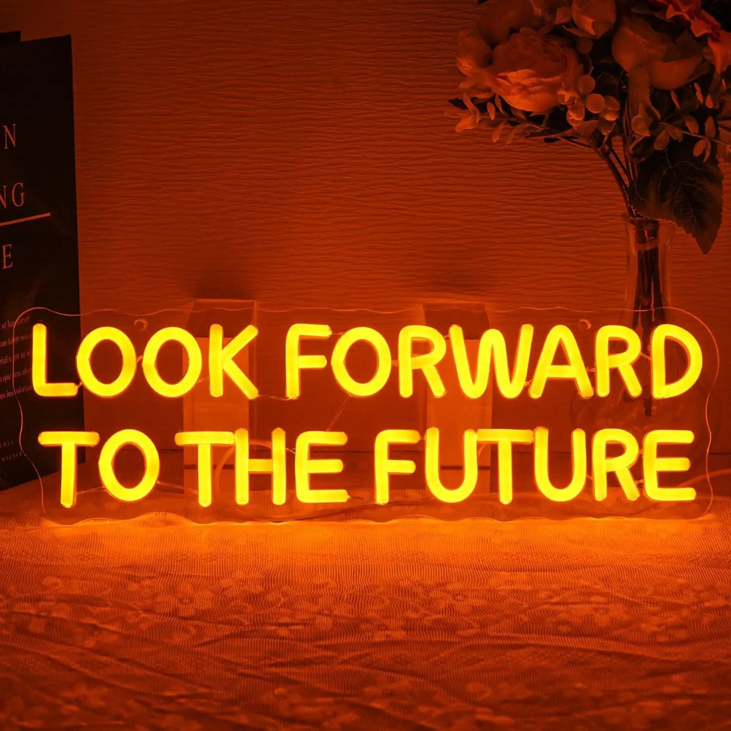 Insegna Luminosa LED 'LOOK FORWARD TO THE FUTURE' con USB Dimmerabile, Decorazione Motivazionale per Camera da Letto, Ufficio, Palestra, Studio, Regalo